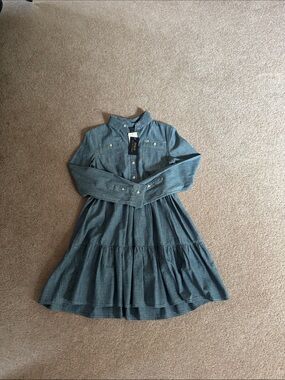Polo Ralph Lauren Girls Chambray Tiered Shirt Dress N